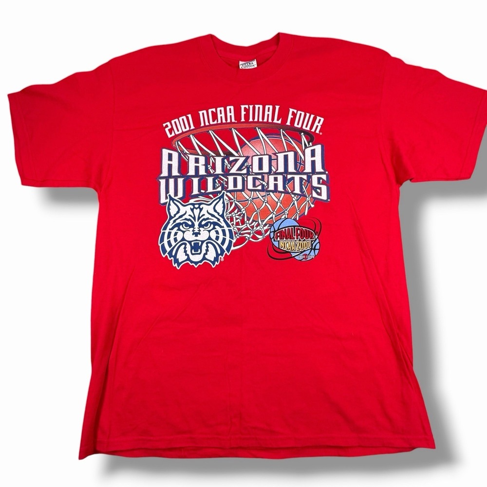 Vintage 2001 NCAA Final Four Arizona Wildcat Basketball T Shirt XL Red U Of A